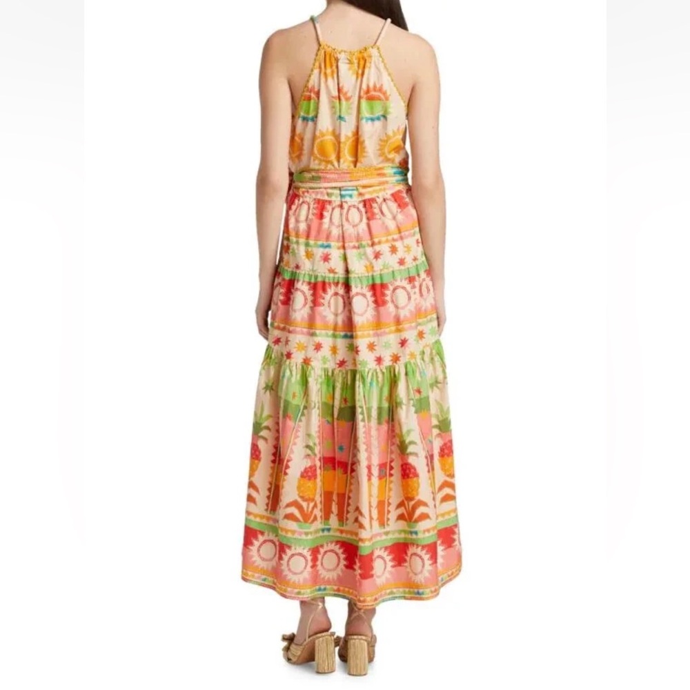 Farm Rio Rainbow Sunset Halter Neck Maxi Dress Tropical Hawaii Vibrant Print XL - Picture 4 of 16